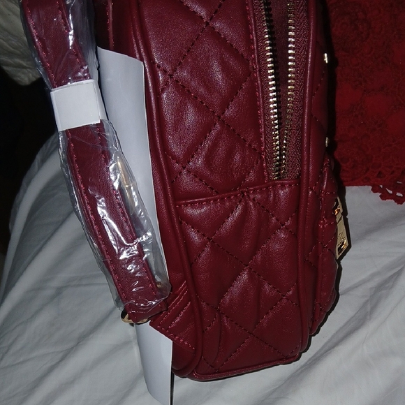 Badgley Mischka *NWT* Diamond Quilted Gold Studded Vegan Leather Backpack main image 11